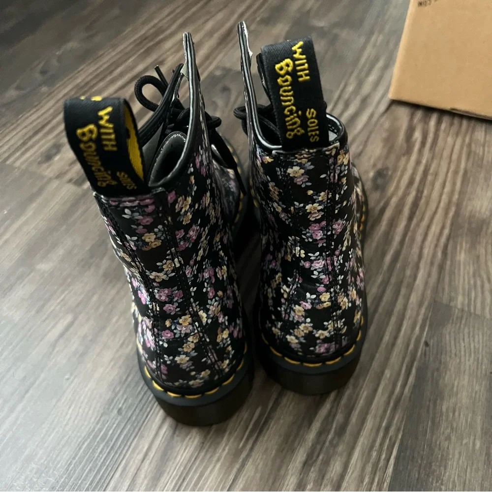 Dr. Martens Black Floral Air Wair Boots - Picture 7 of 15